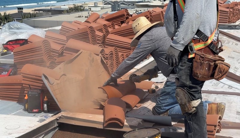 Clay tile roofing detail